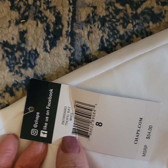 Chaps sz 8 long white shorts new with tags Bermuda length WS29 - Picture 4 of 5